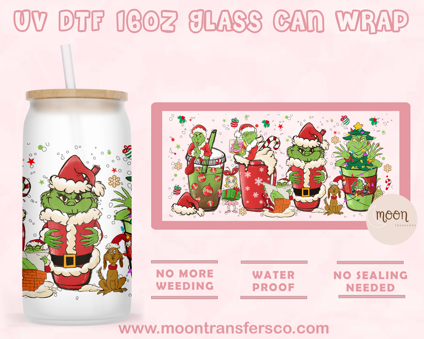 166- UV DTF 16oz Glass Can