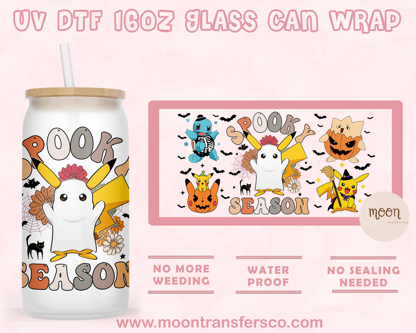 Spook - UV DTF 16oz Glass Can
