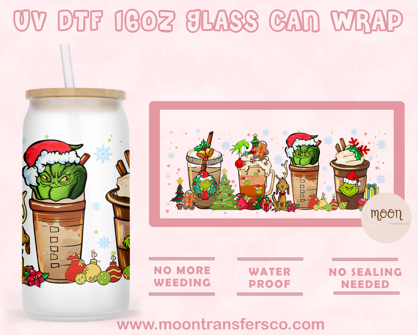 G. Christmas - UV DTF 16oz Glass Can