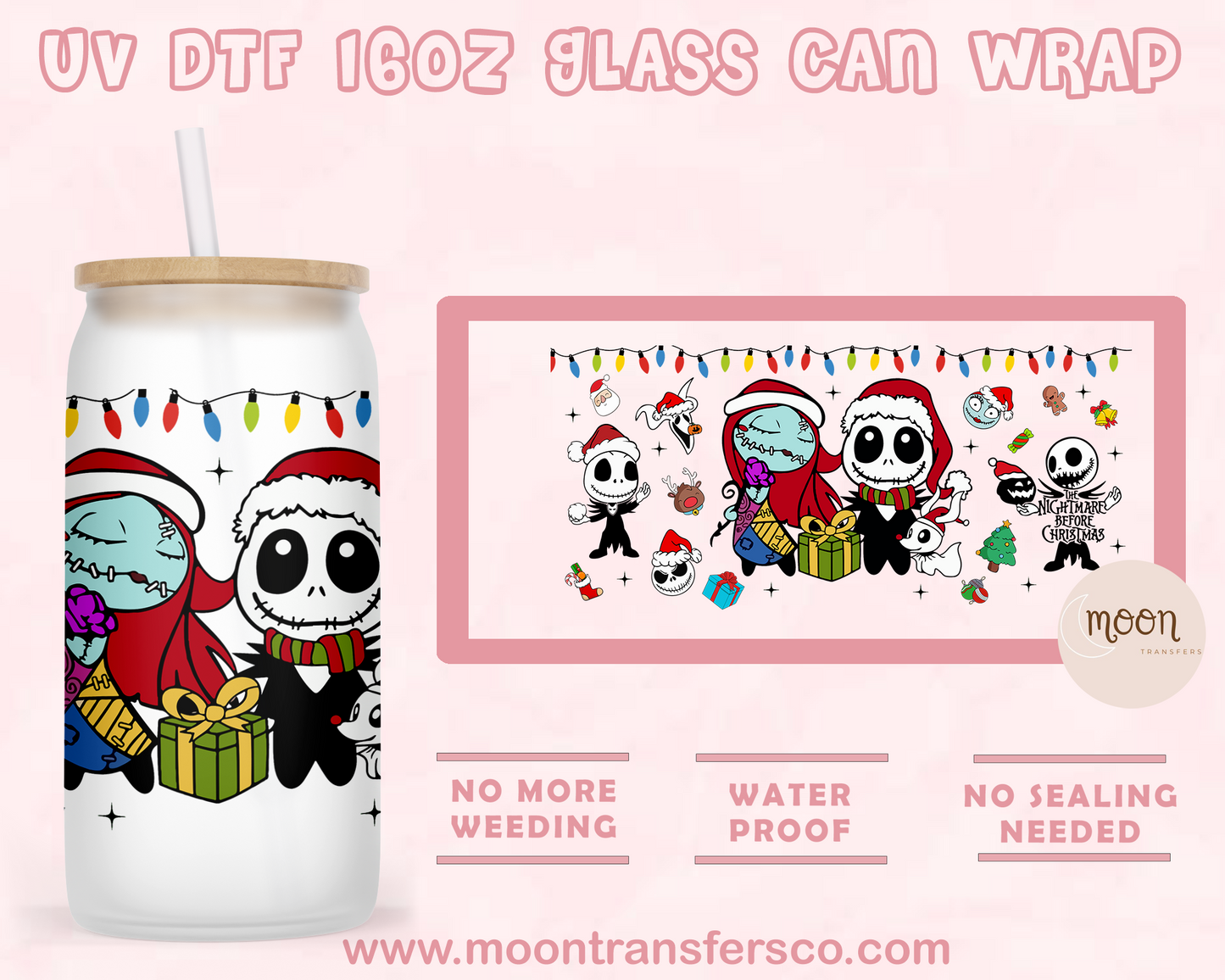 174- UV DTF 16oz Glass Can