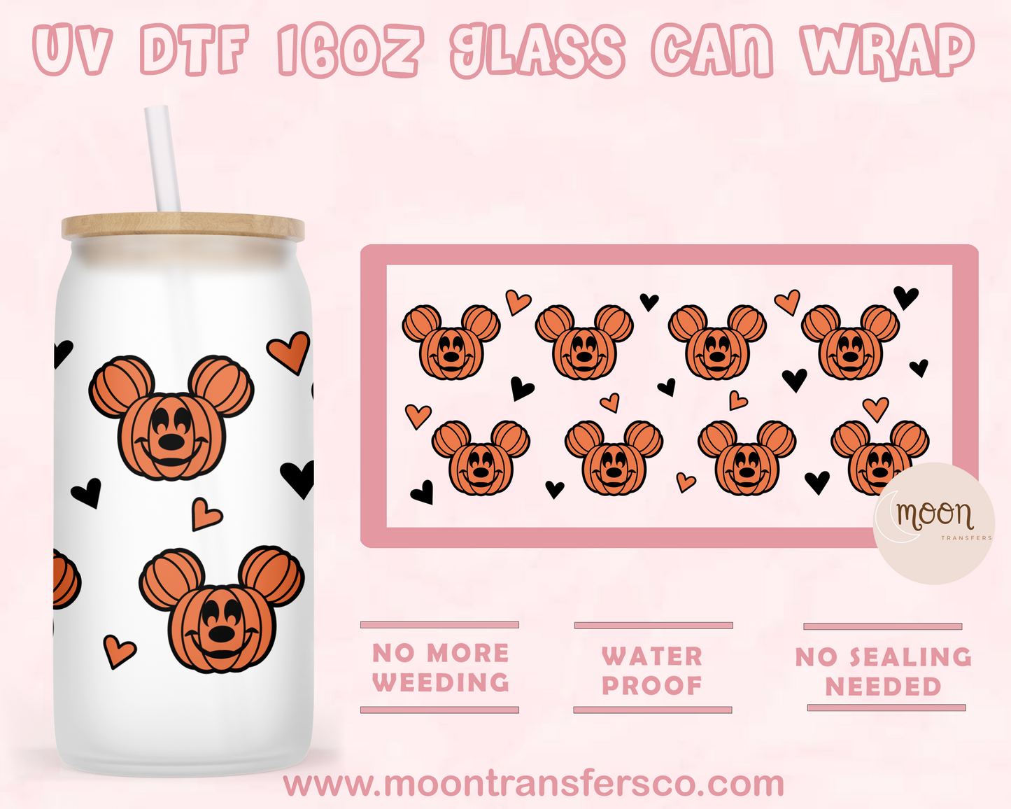 40- UV DTF 16oz Glass Can