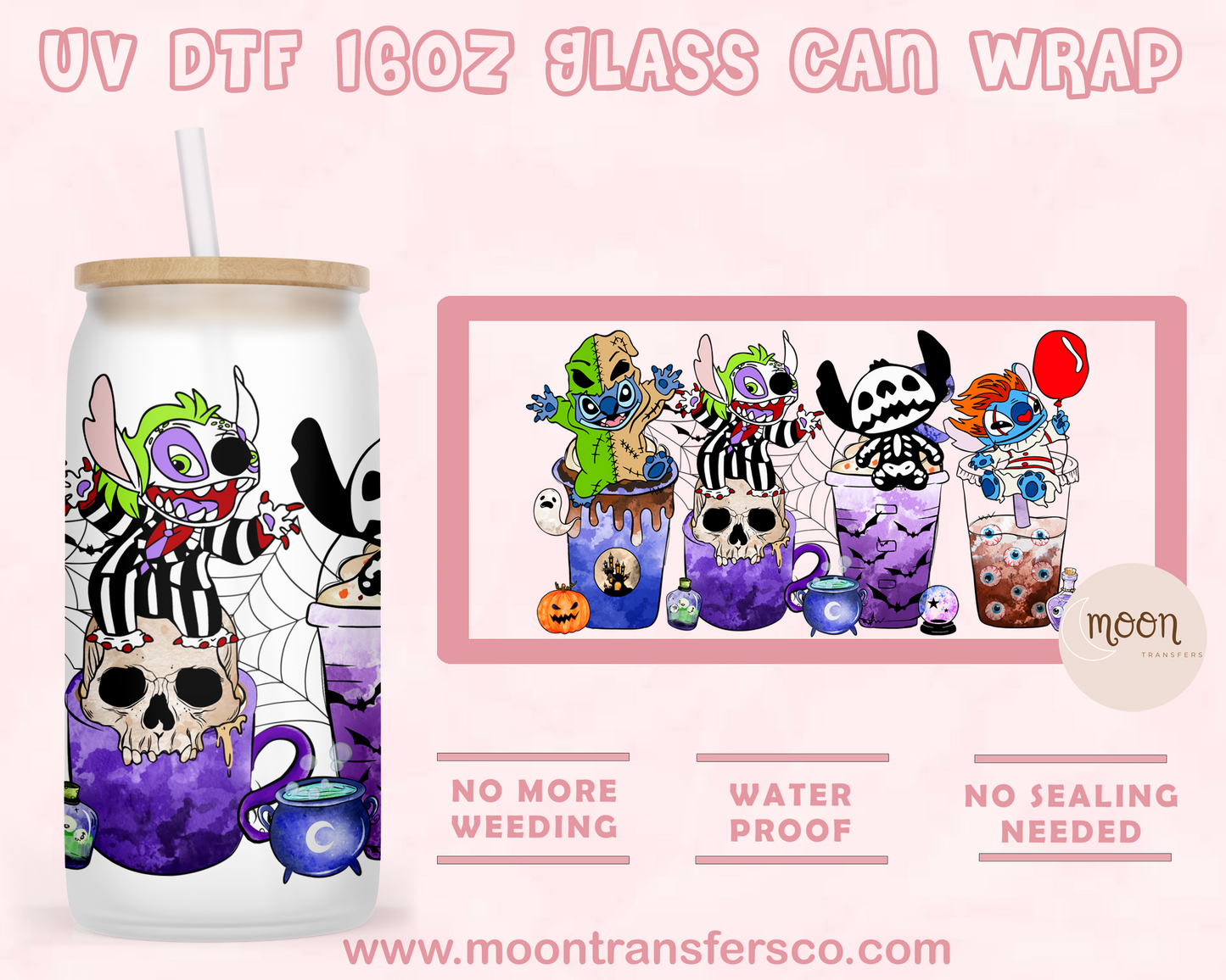 24- UV DTF 16oz Glass Can