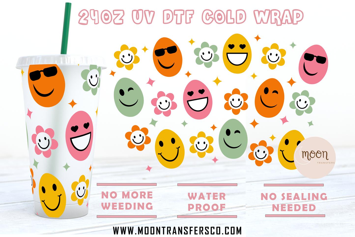 Cool Eggs UV DTF 24oz Cold Cup | Cold Cup Wraps