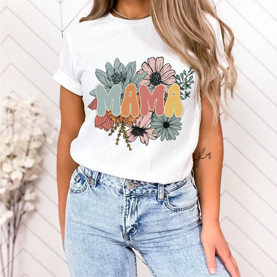 Flowers MAMA - Full Color DTF Transfer