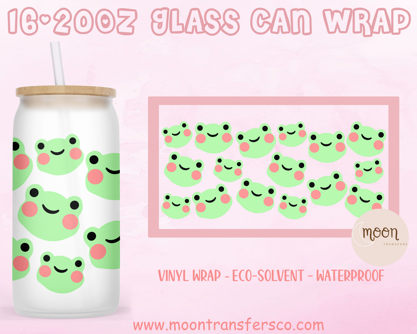 Froggy | Glass Tumbler Wrap | Vinyl Decal | Glass Can Wraps