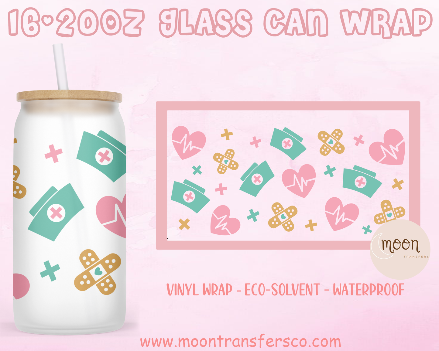 Nurse| Glass Tumbler Wrap | Love | Vinyl Decal | Glass Can Wraps