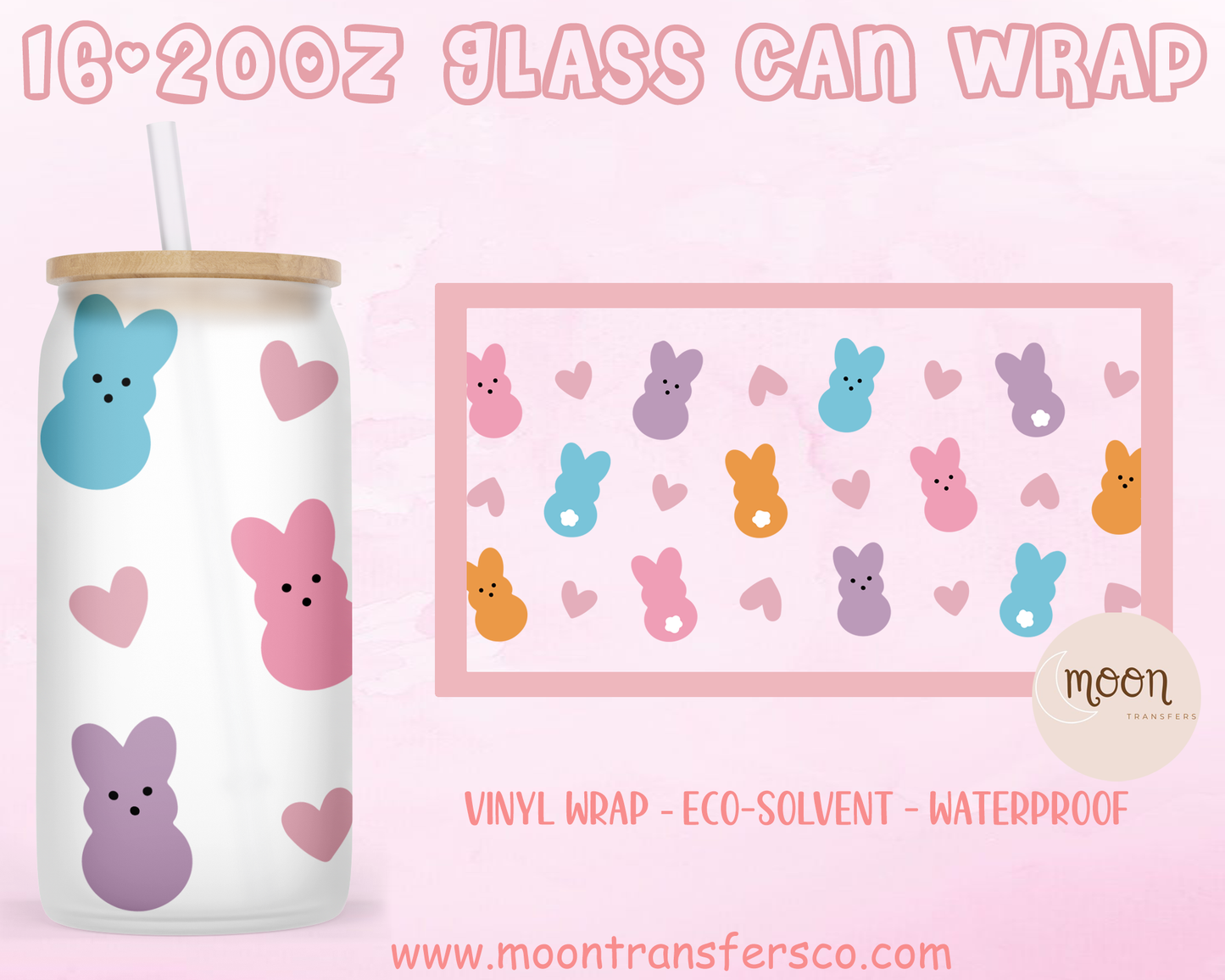 Bunny Easter | Glass Tumbler Wrap| Vinyl Decal | Glass Can Wraps