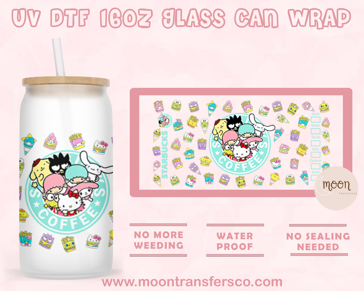 16 - UV DTF 16oz Glass Can