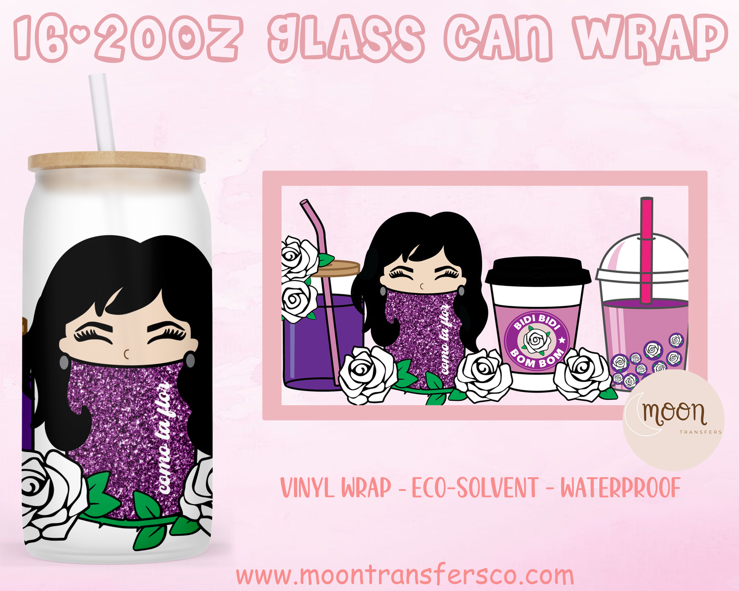 008|Glass Tumbler Wrap| Vinyl Decal | Glass Can Wraps