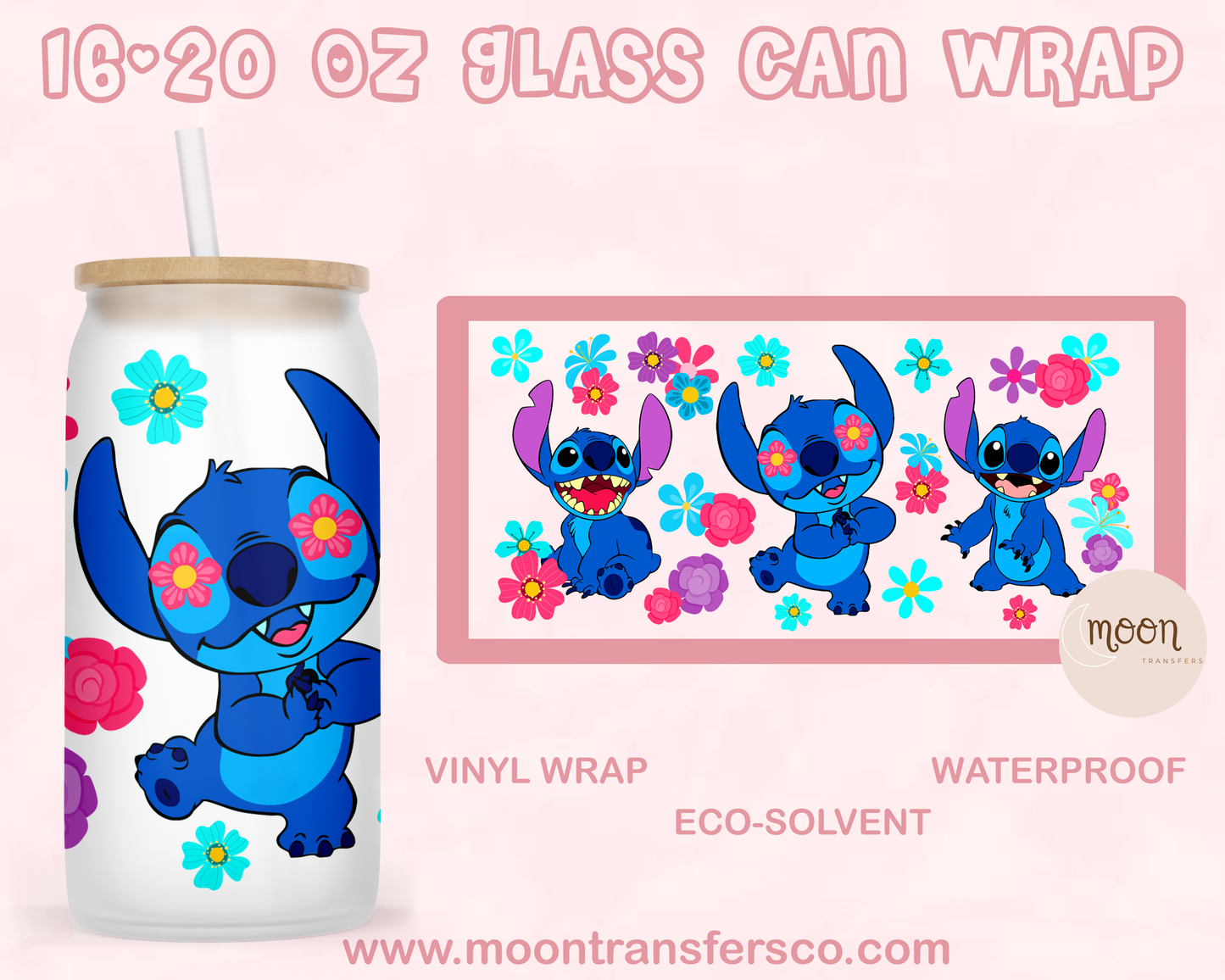 Hawaii Flowers | Glass Tumbler Wrap| Vinyl Decal | Glass Can Wraps