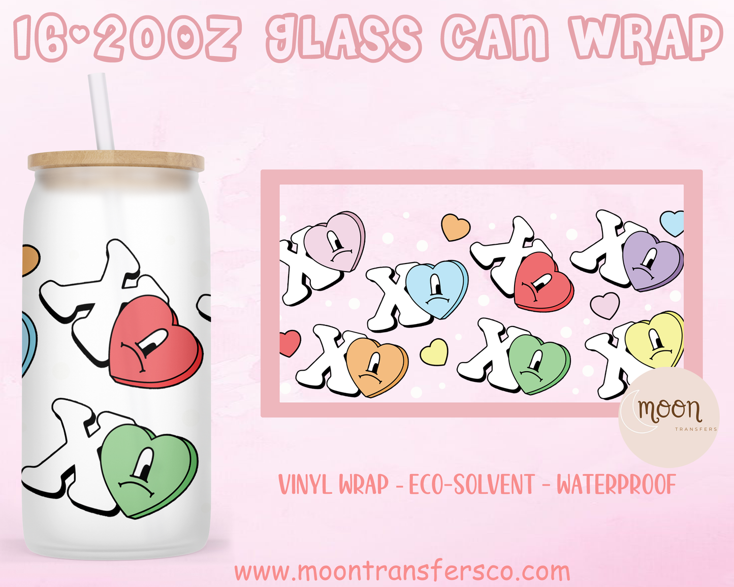 X0X0 Bunny Valentine | Glass Tumbler Wrap | Love | Vinyl Decal | Glass Can Wraps