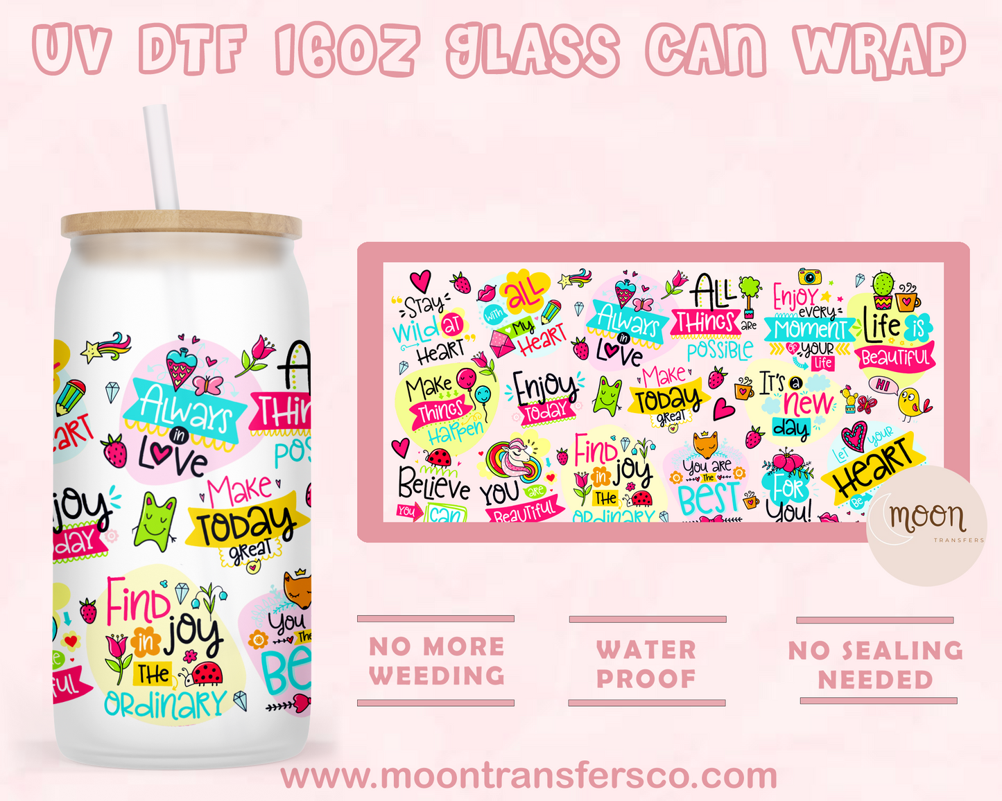 Positive - UV DTF 16oz Glass Can