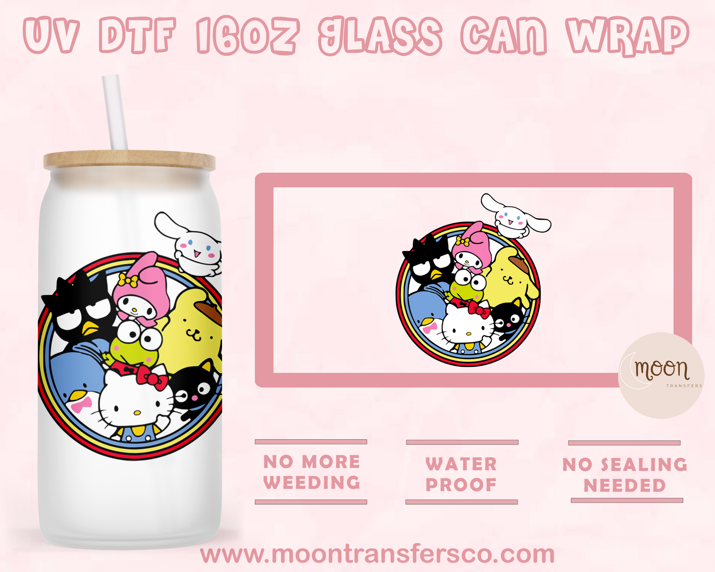 34- UV DTF 16oz Glass Can | Decal