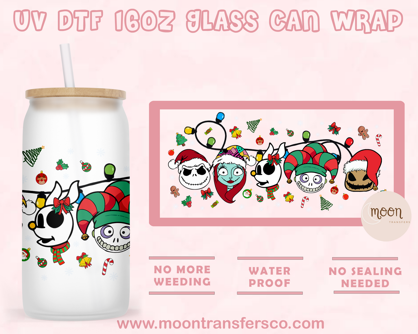 164- UV DTF 16oz Glass Can
