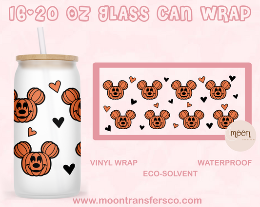 Halloween M. Heart| Glass Tumbler Wrap| Vinyl Decal | Glass Can Wraps