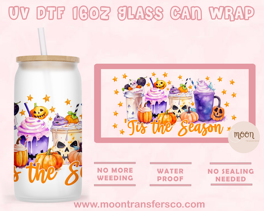 Tis The Season - UV DTF 16oz Glass Can