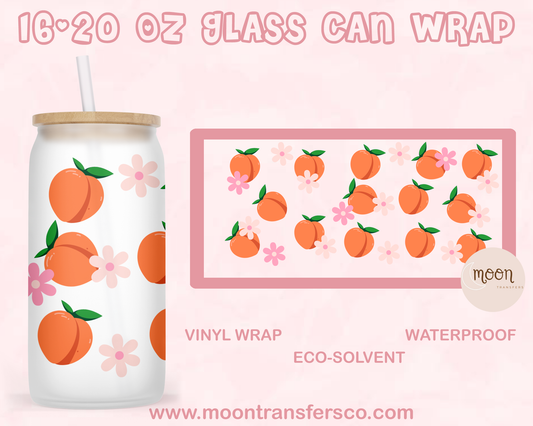 Peaches | Glass Tumbler Wrap | Vinyl Decal | Glass Can Wraps
