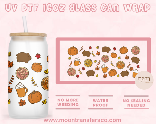 Pumpkin Concha- UV DTF 16oz Glass Can