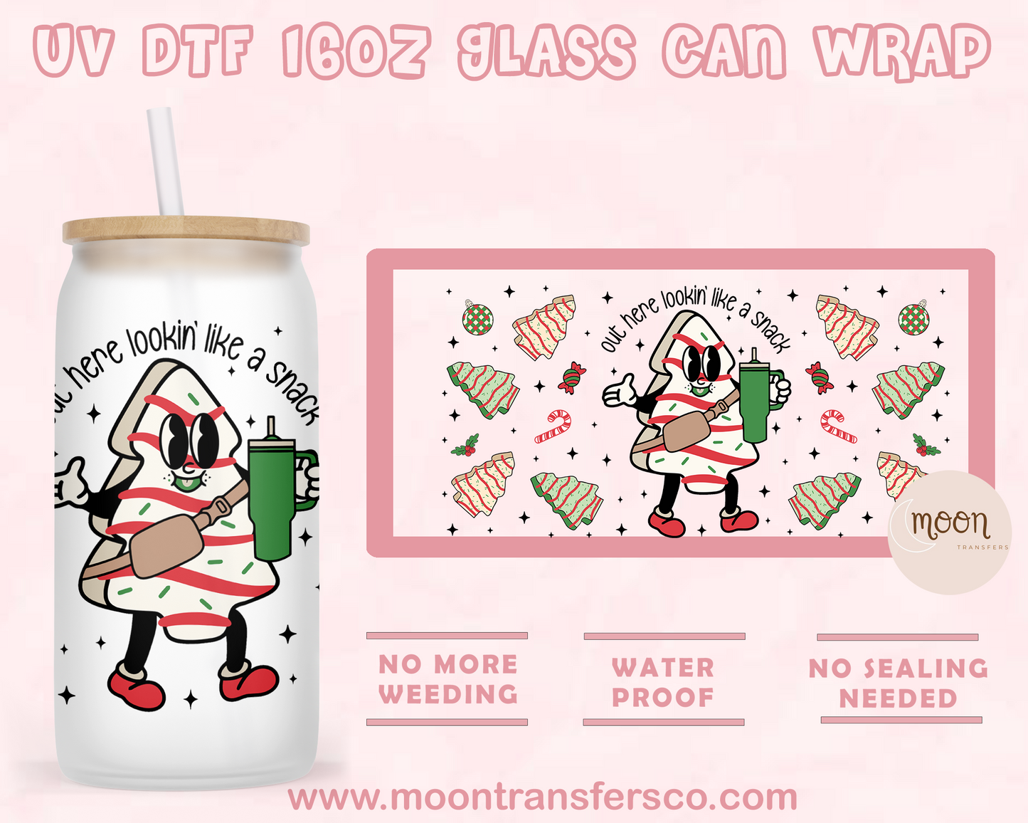 Cake With Cup- UV DTF 16oz Glass Can