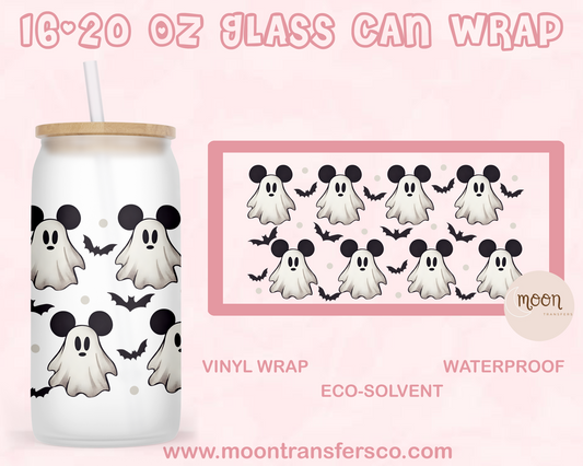 Ghost Mouse| Glass Tumbler Wrap| Vinyl Decal | Glass Can Wraps