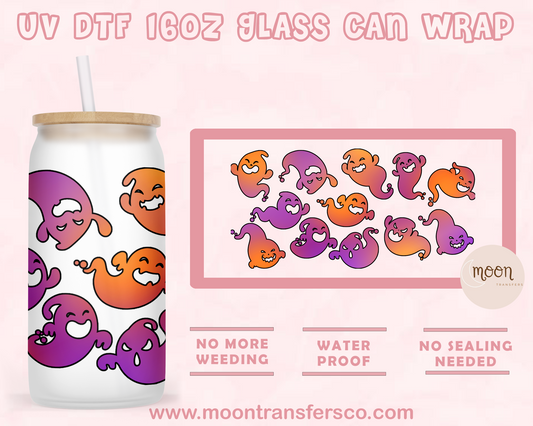 Colored Ghost- UV DTF 16oz Glass Can