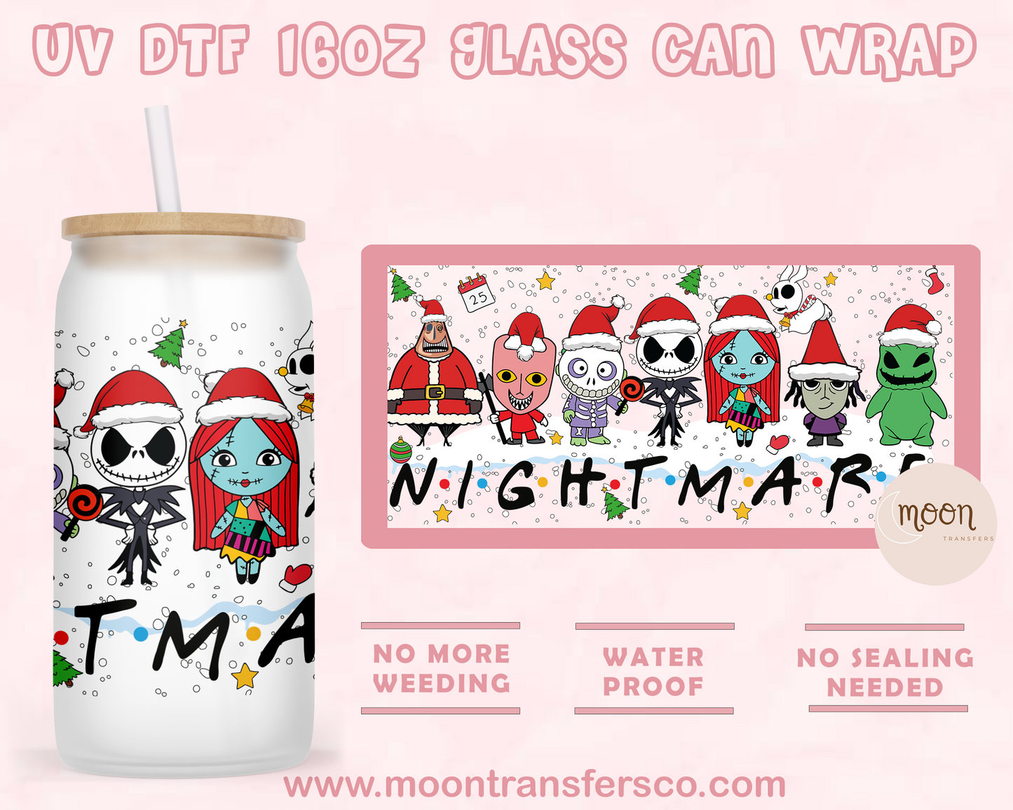 207- UV DTF 16oz Glass Can