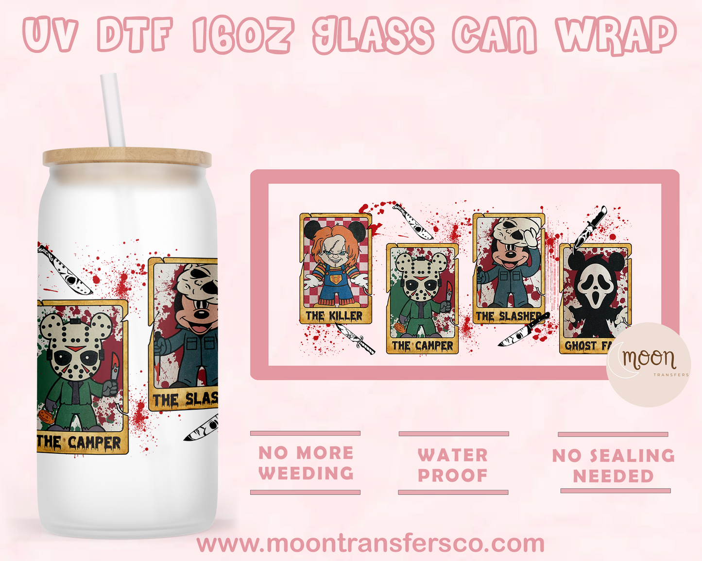 100- UV DTF 16oz Glass Can