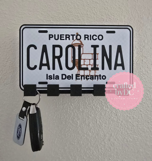 Tablilla Puerto Rico Personalizada con Pueblo | Porta Llaves de Pared Boricua | Puerto Rico Key Holder | Decoración Boricua | Regalo Puertorriqueño