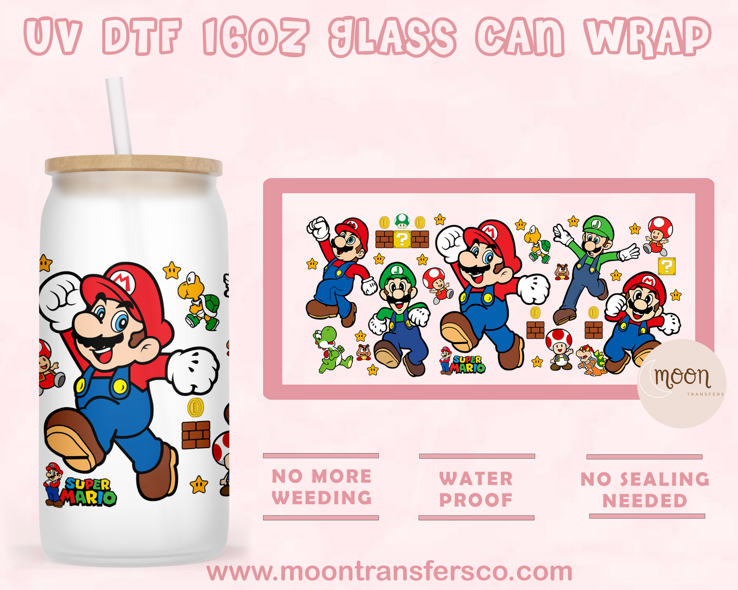 120- UV DTF 16oz Glass Can