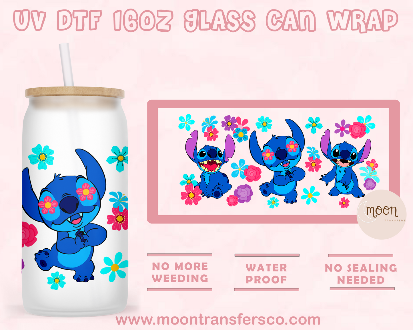 125- UV DTF 16oz Glass Can