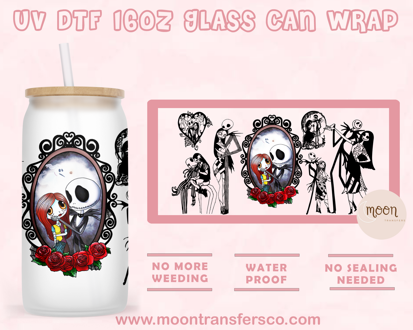 64- UV DTF 16oz Glass Can