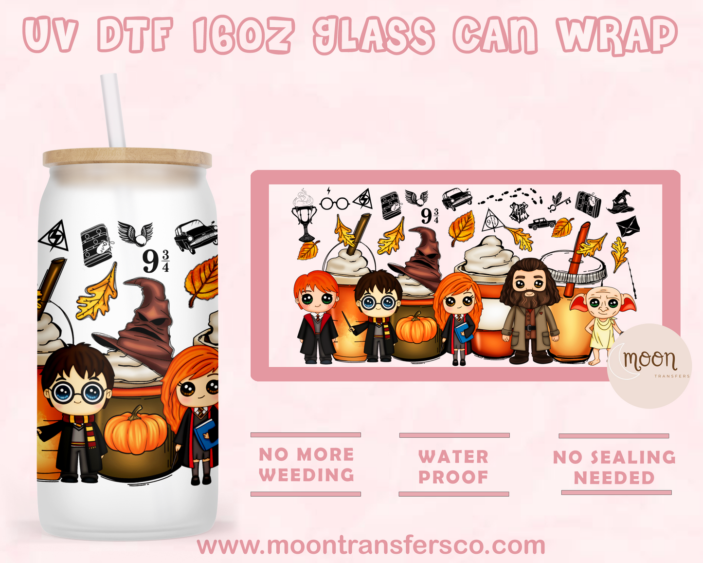 H. Spooky- UV DTF 16oz Glass Can