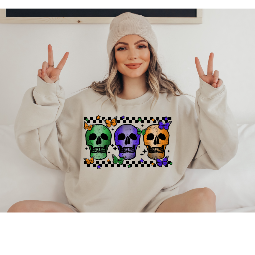 Colorful Skulls - Full Color DTF Transfer