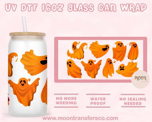Dancing Ghost- UV DTF 16oz Glass Can