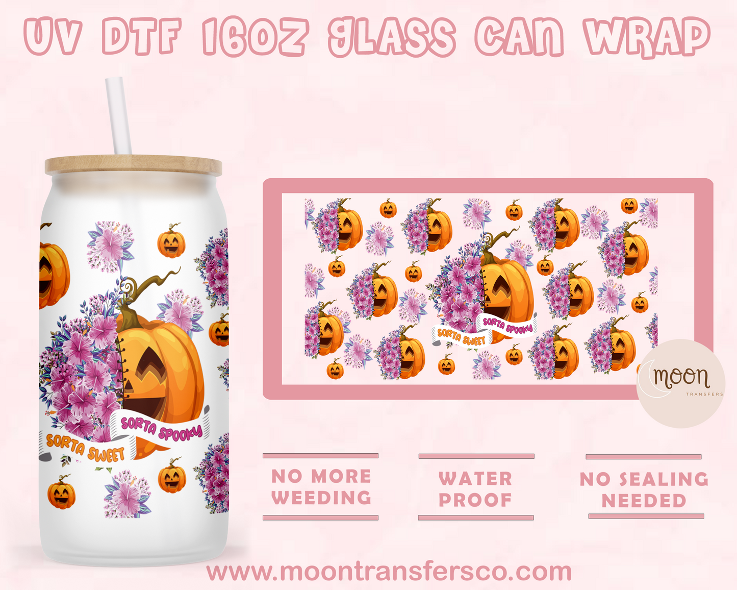 Sorta Spooky- UV DTF 16oz Glass Can