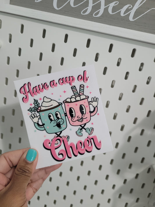 Cup of Cheer- UV DTF 16oz Glass Can | Decal
