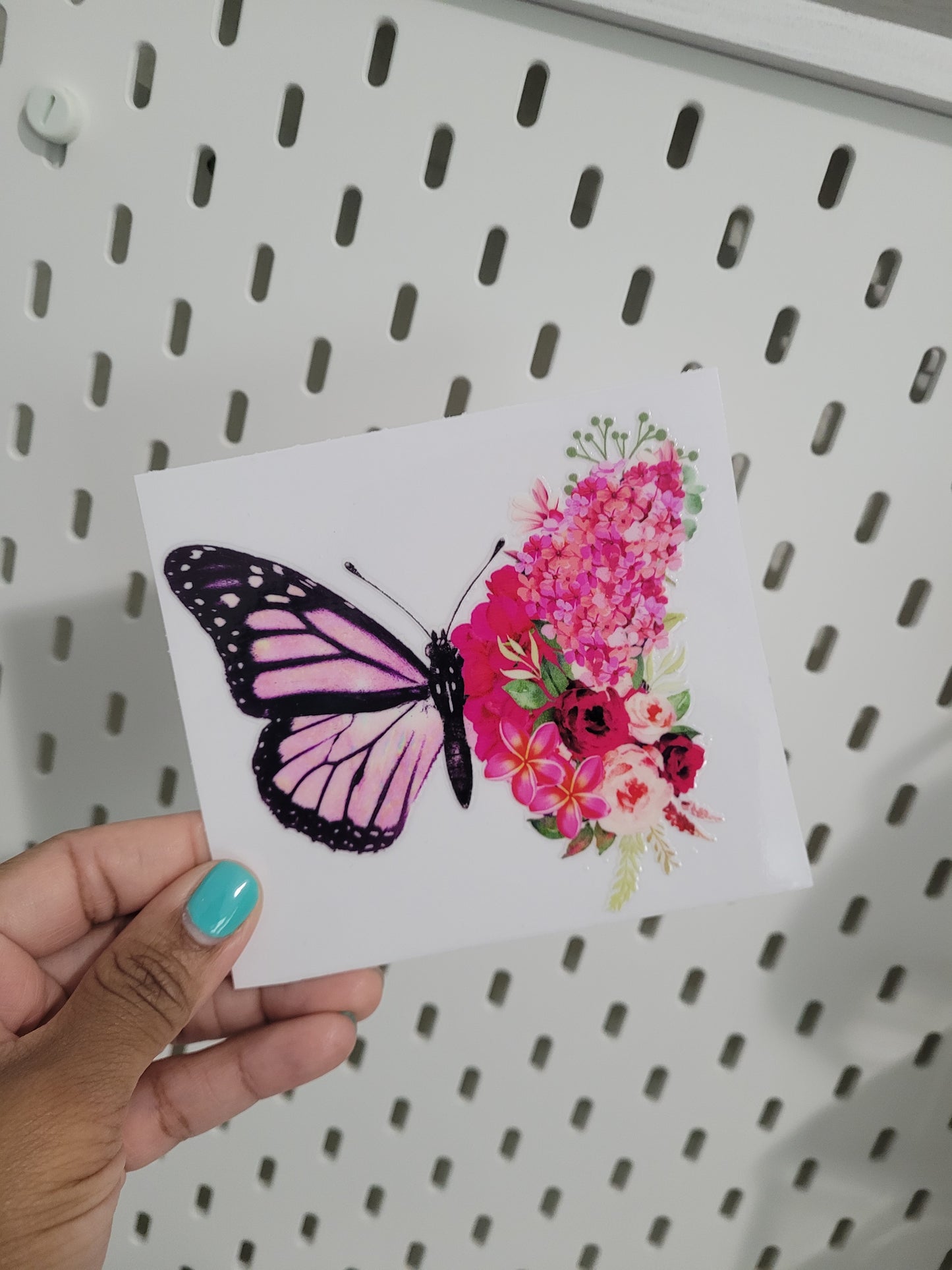 Pink Butterfly- UV DTF 16oz Glass Can | Decal