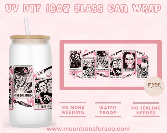 Cards Spooky- UV DTF 16oz Glass Can
