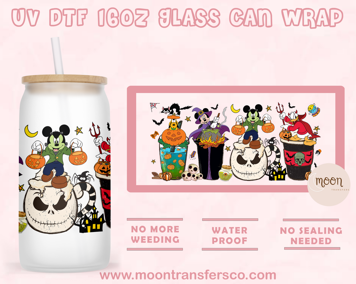 Coffee Mouse- UV DTF 16oz Glass Can