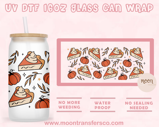 Pumpkin Pie- UV DTF 16oz Glass Can