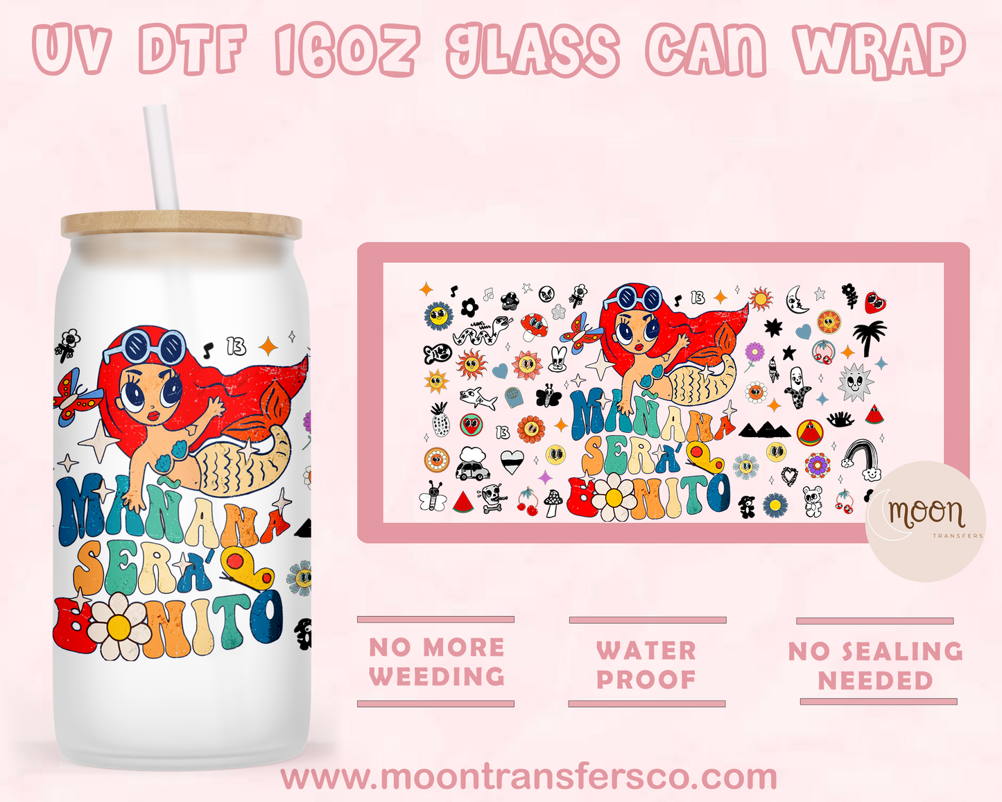 Mañana  - UV DTF 16oz Glass Can