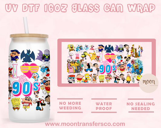 Love the 90 s  - UV DTF 16oz Glass Can