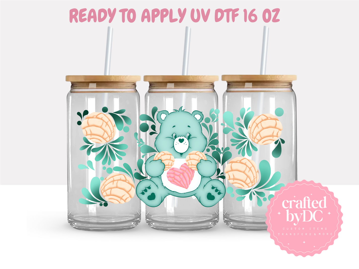 Osito Cariñoso  UV DTF 16oz Glass Can