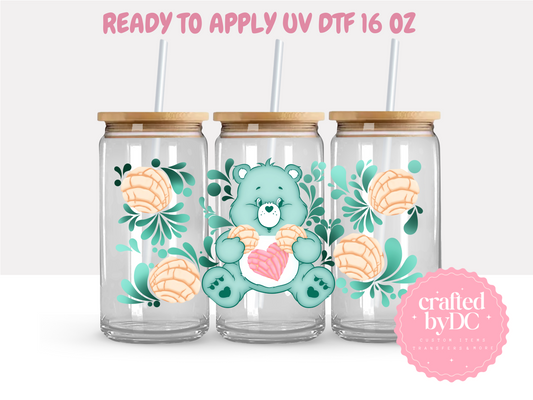 Osito Cariñoso  UV DTF 16oz Glass Can