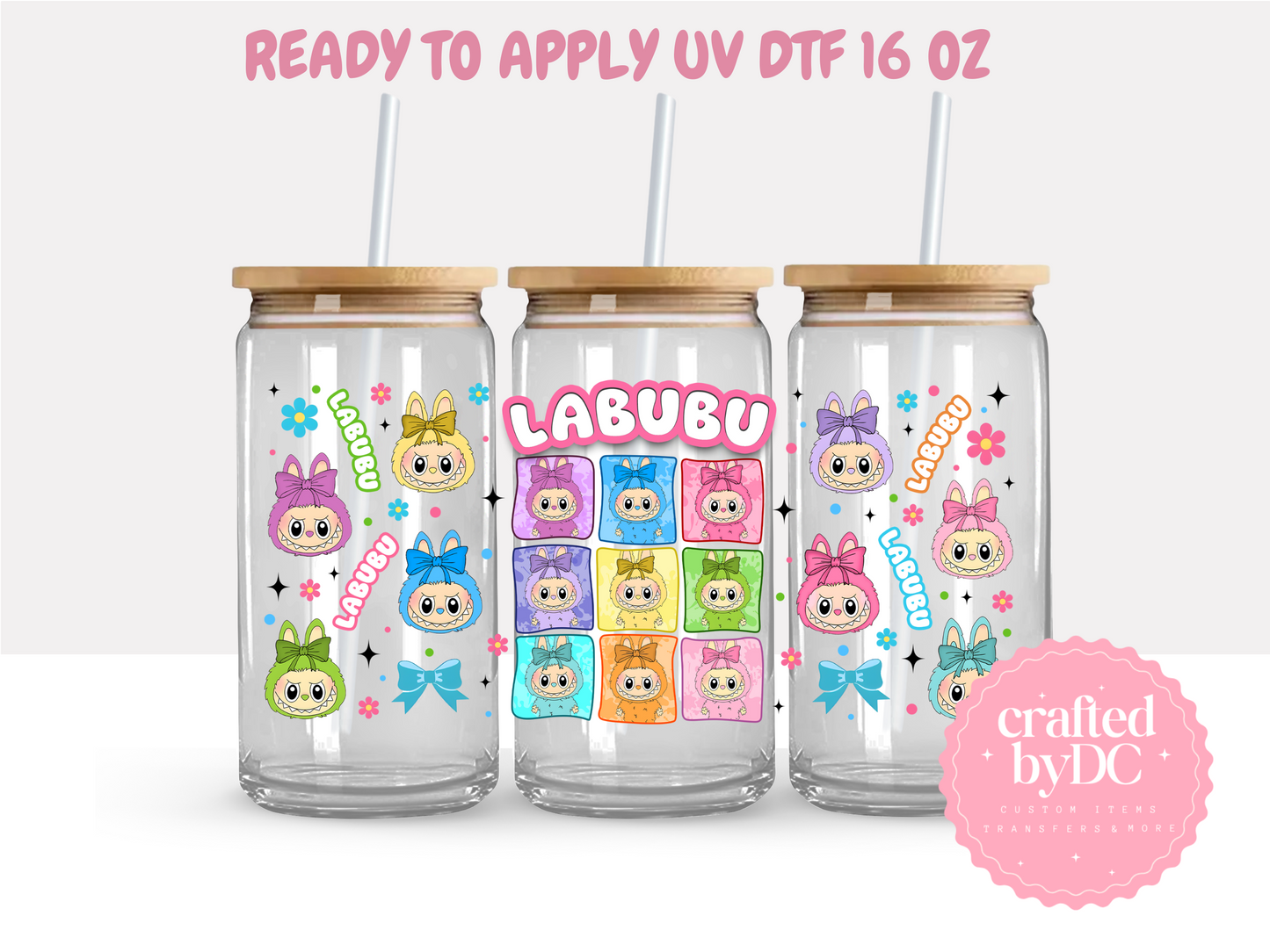 La-Bubu #3  UV DTF 16oz Glass Can