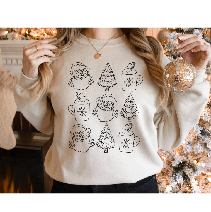 Santa & Mugs -Screen Print Transfer (RTS)