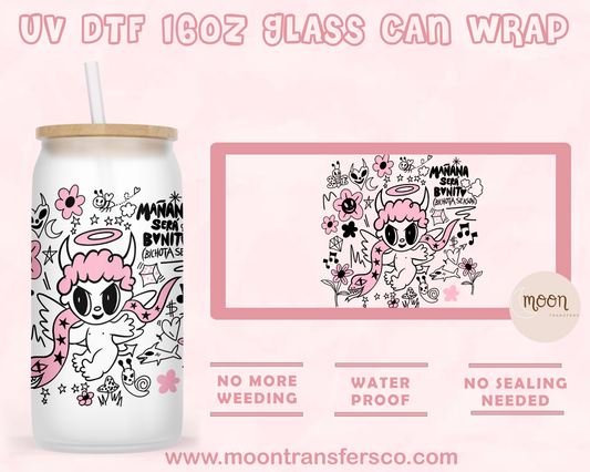 Bonito Decal | UV DTF 16oz Glass Can | Decal