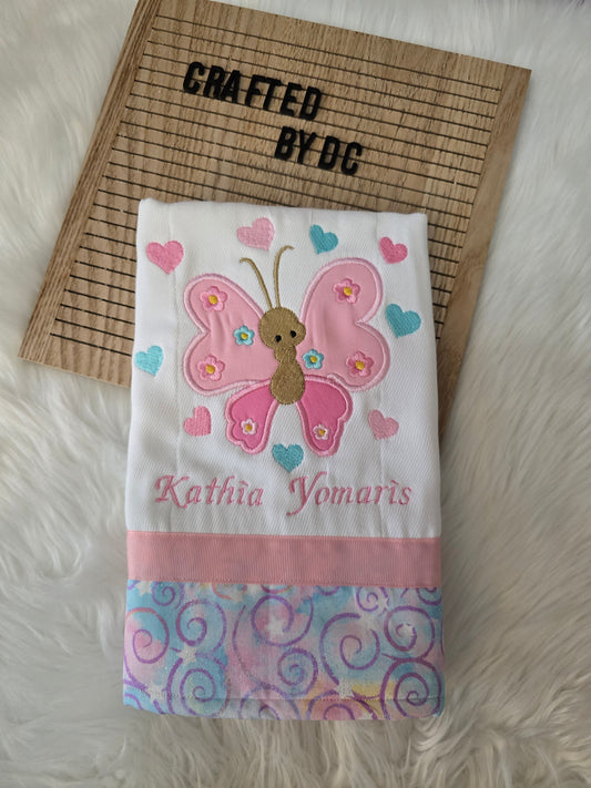 Bee-Embroidered Baby Burp Cloth