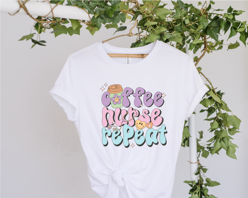 Coffee Nurse Repeat - Full Color DTF Transfer