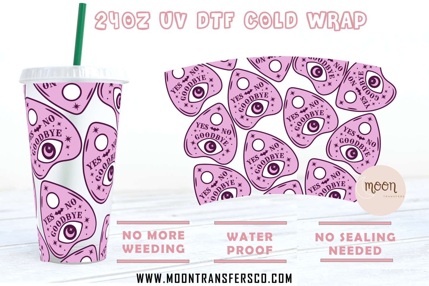 Yes or No UV DTF 24oz Cold Cup | Cold Cup Wraps